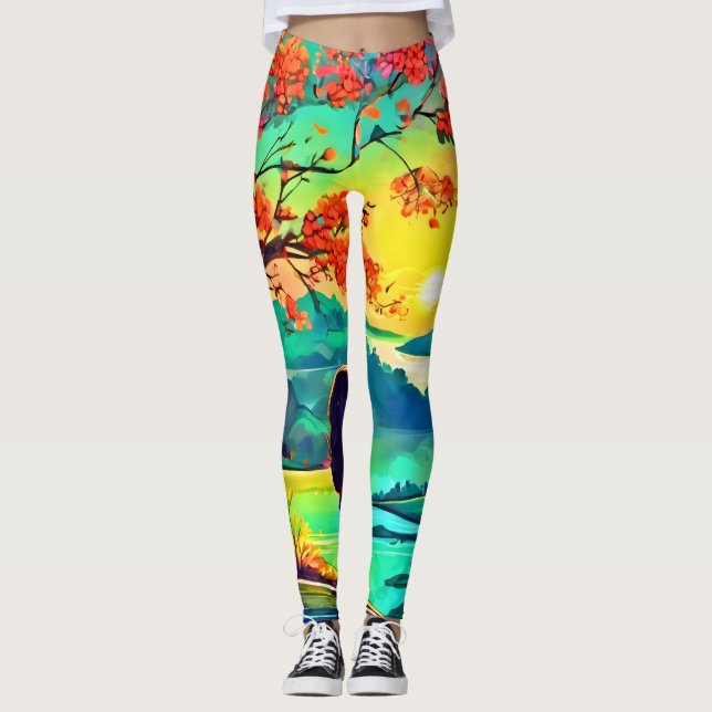 Leggings Soñador del atardecer junto al río (Anverso)