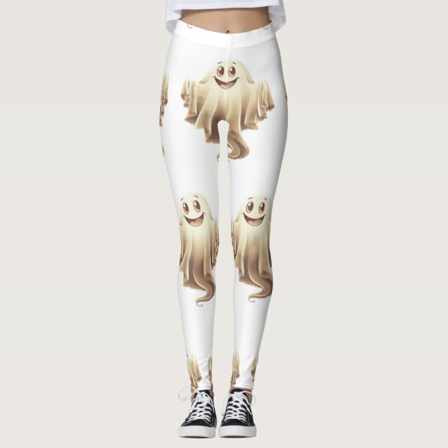 Leggings Sonrisa fantasma de Halloween (Anverso)