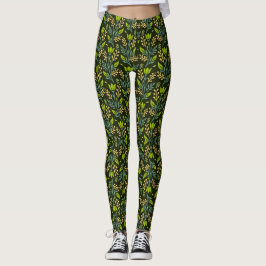 Leggings Sophisticated blue & beige floral pattern design 