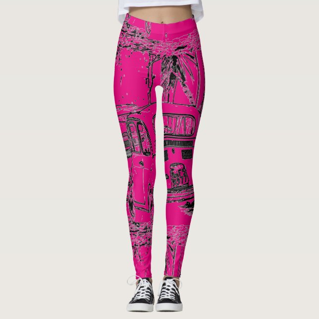 Leggings Sorprendente personalizado cómico rosa caliente  p (Anverso)