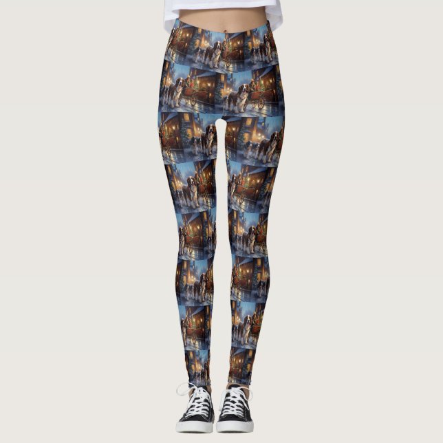 Leggings Spaniel de Springer inglés temporada navideña fest (Anverso)