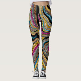 Leggings Sparkle Glam Purpurina arte de mármol femenino gri