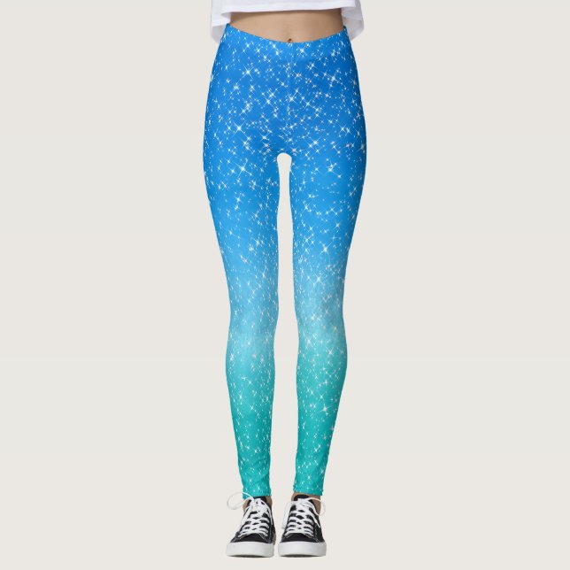 Leggings Sparkle Ombre purpurina azul y verde (Anverso)