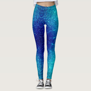 Leggings Sparkling Blue Purpurinoso Ombre Colores Verde azu
