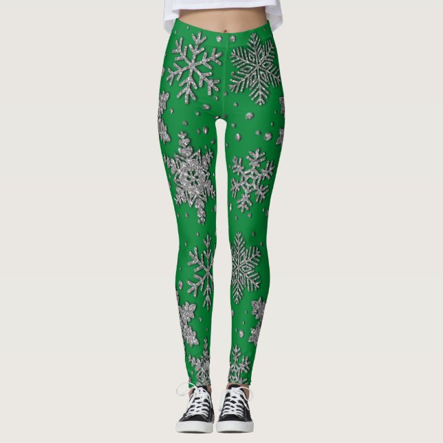 Leggings Sparkling purpurina snowflakes (Anverso)