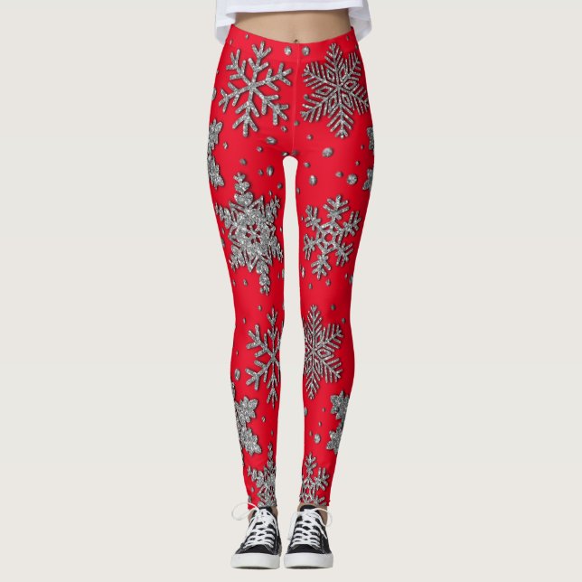 Leggings Sparkling purpurina snowflakes (Anverso)