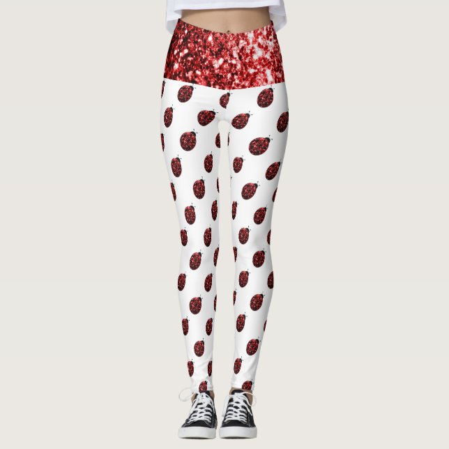 Leggings Sparkling red sparkke Patrón de parásito en blanco (Anverso)