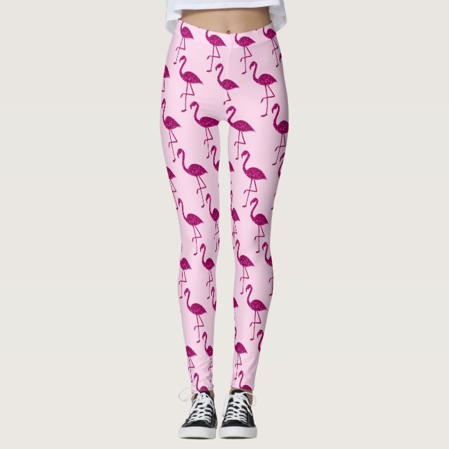 Leggings Sparkly flamingo Patrón de chispas rosas (Anverso)