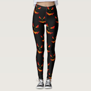 Leggings Sparkly Jack O'Lantern afronta el patrón de Hallow