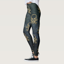 Leggings Sparkly Pirate Jolly Roger de fondo oscuro