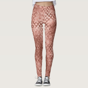 Leggings Sparkly Rosa Gold Circles Pink Luxury Sparkle