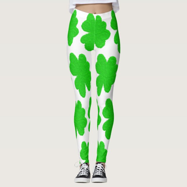 Leggings Sparkly shamrock afortunado clover St. Patrick's D (Anverso)