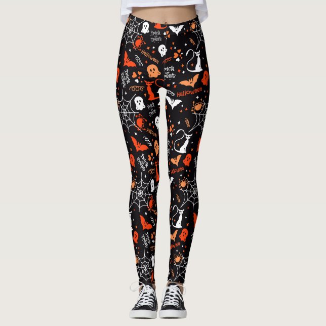 Leggings Spider Bat Cat Fantasma Fantasma Halloween (Anverso)