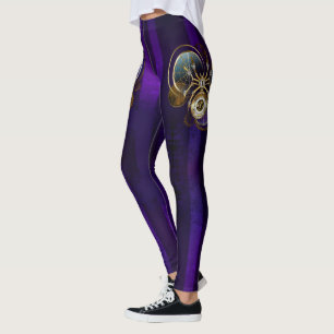 Leggings Spider Steampunk sobre fondo morado