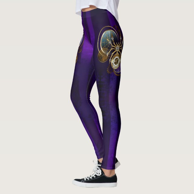 Leggings Spider Steampunk sobre fondo morado (Izquierda)