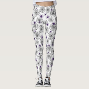 Leggings Spiderweb & Purple Spider Patrón blanco de Hallowe