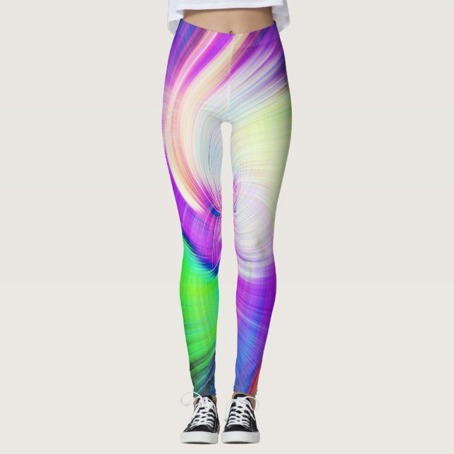 Leggings SPIRALFLUO - Fractal Psicodélico Colorido Moderno  (Anverso)