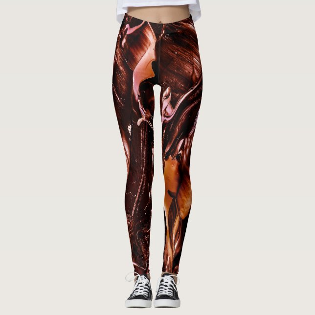 Leggings Splash de cobre fundido, Naranja oscuro y resumen  (Anverso)