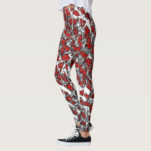 Leggings Splatter Resumen de las piernas de impresión rojas