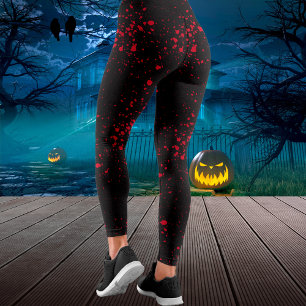 Leggings Splatter Splatter Halloween negro y rojo