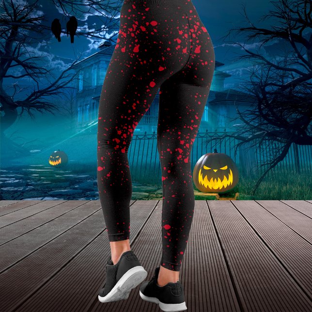 Leggings Splatter Splatter Halloween negro y rojo (Blood Splatter Black & Red Halloween Leggings)