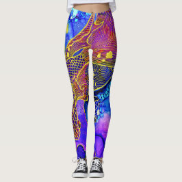Leggings SplendidLee - Resumen del arte de los pescados - L