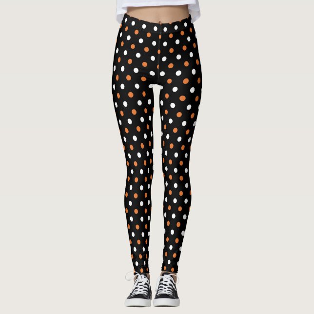Leggings Spooktacular Polka Fiesta: Armada y Naranja Hallow (Anverso)