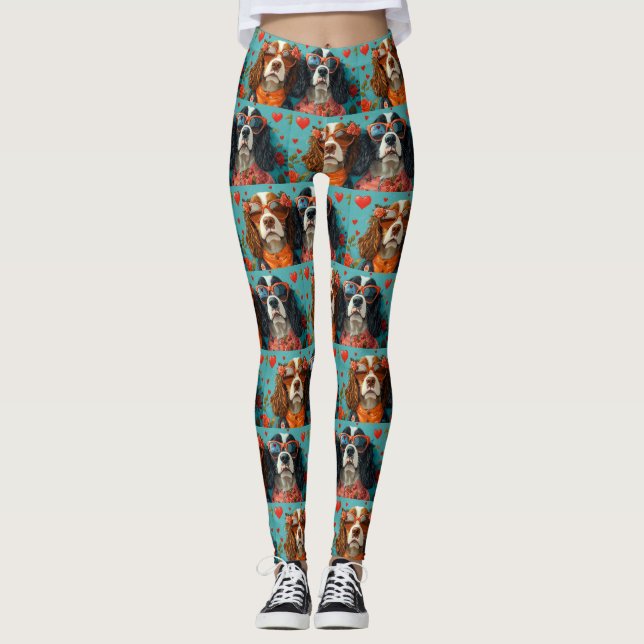 Leggings Springer Spaniel con El día de San Valentín de Ros (Anverso)