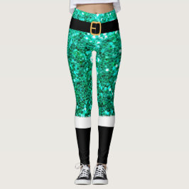 Leggings Sra. Santa Claus Green purpurina