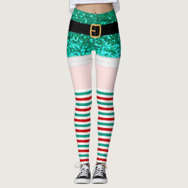 Leggings Sra. Santa Claus Green purpurina