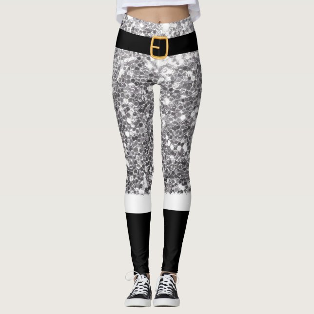 Leggings Sra. Santa Claus Silver purpurina (Anverso)