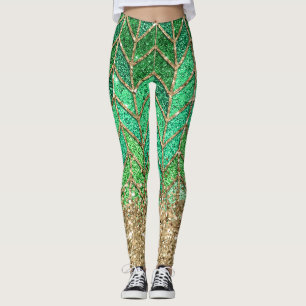 Leggings St Patrick Green Gradient Sparkle Purpurina Gold F