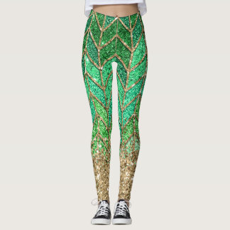 Leggings St Patrick Green Gradient Sparkle Purpurina Gold F