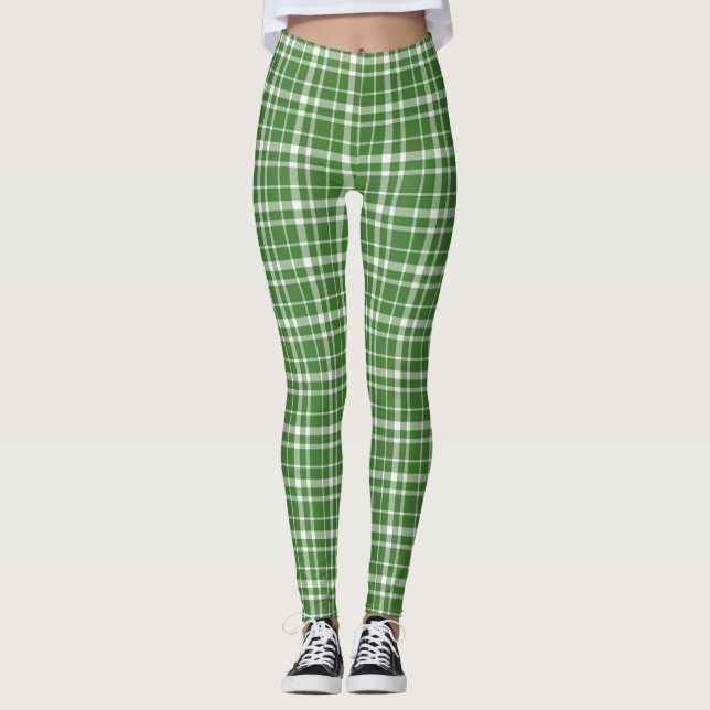 Leggings St. Patricks Day Green and White Plaid (Anverso)