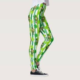 Leggings St. Patrick's Day Leprechaun Shamrock Green Black