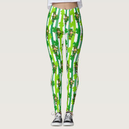 Leggings St. Patrick's Day Leprechaun Shamrock Green Black