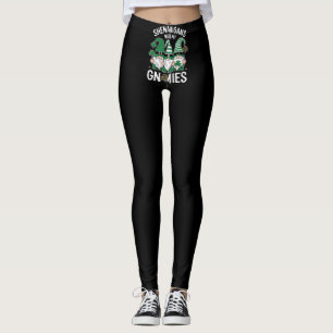 Leggings St Patricks Day Lucky Shamrock Leopard Gnomes