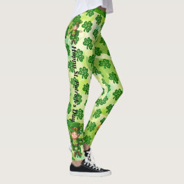 Leggings St Patrick's Day Personaliza el nombre o el saludo
