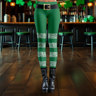 Leggings St. Patrick's Day Striped Green Purpurina Leprecha