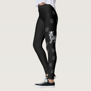 Leggings Staffie azul y blanco Perro de dibujos animados li
