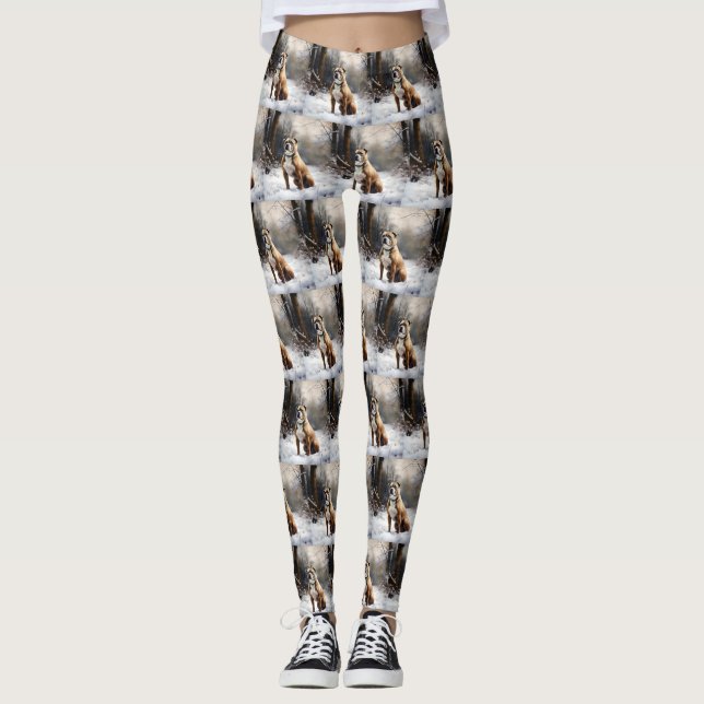 Leggings Staffordshire Bull Terrier Deja Que Nieva Navidade (Anverso)