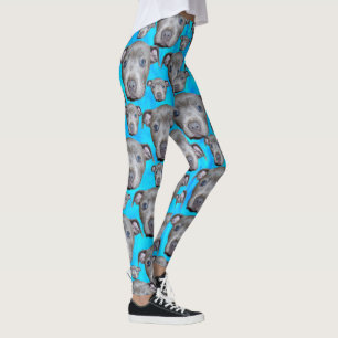 Leggings Staffordshire Bull Terrier Puppy En Aqua Blue,