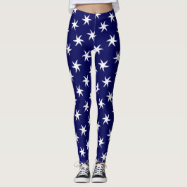 Leggings Starfish blanco en azul marino