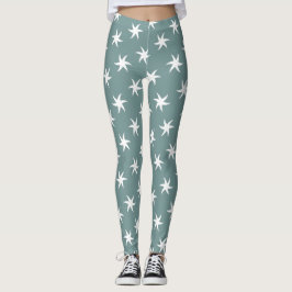 Leggings Starfish blanco en la playa azul