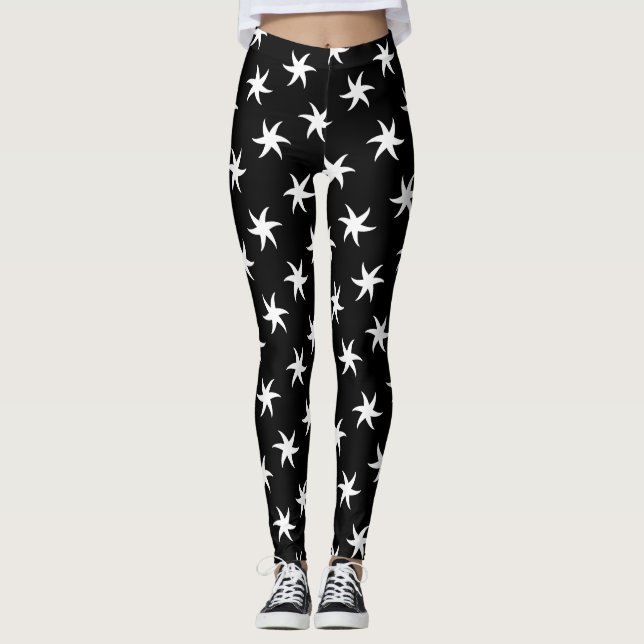 Leggings Starfish blanco en negro (Anverso)