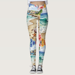 Leggings Starfish De Las Aguas Marinas A Través Del Patrón