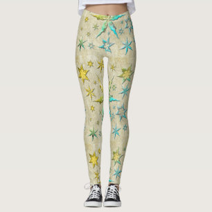 Leggings starfishas metálicas grabado en relieve texturiza