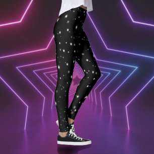Leggings Starlight Sparkles Black and White Stars
