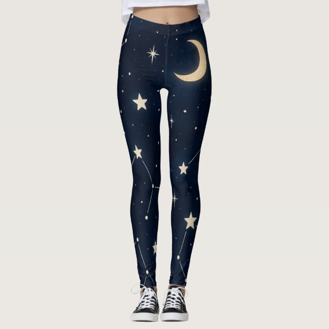 Leggings Starry Constellation Sky - Patrón nocturno celesti (Anverso)