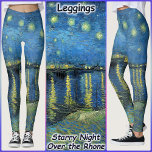 LEGGINGS - "Starry Night O.T.R" - van Gogh<br><div class="desc">Una imagen de "Noche estrellada sobre el Ródano" de Vincent van Gogh aparece en estas coloridas Leggings. Disponible en cinco tamaños para mujeres (XS, S, M, L, XL). Consulte la descripción "Acerca de este producto" a continuación para obtener información general sobre el tamaño y el producto. La imagen cubre el...</div>